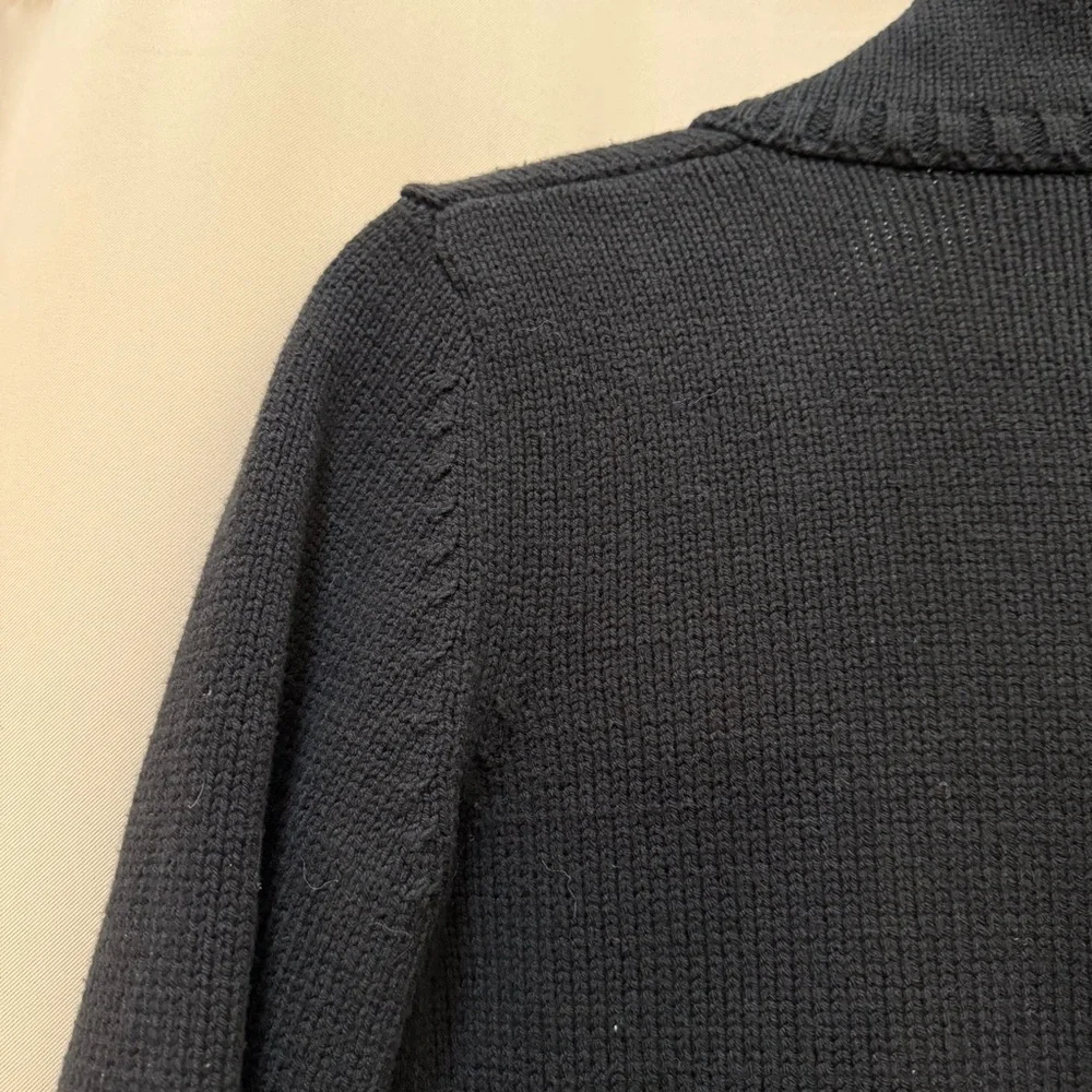 Amina Rubinacci Italy Black Knit Zip Jacket Cardigan Quiet Luxury Minimalist 42